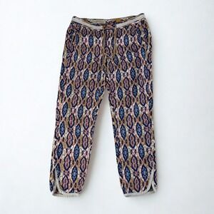 Anthropologie Pants Pilcro Cropped Pull-On 27 Boho Ikat Print Lounge Casual Chic